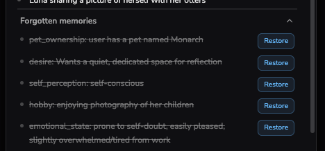 AI companion memory management